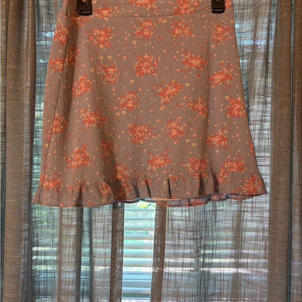 Everly Blue and Pink Ruffled A-Line Mini Skirt